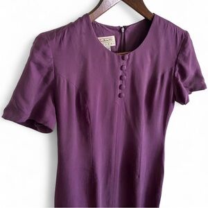 Vintage Talbots Petites Women’s Purple Solid Silk Midi Dress Size 6